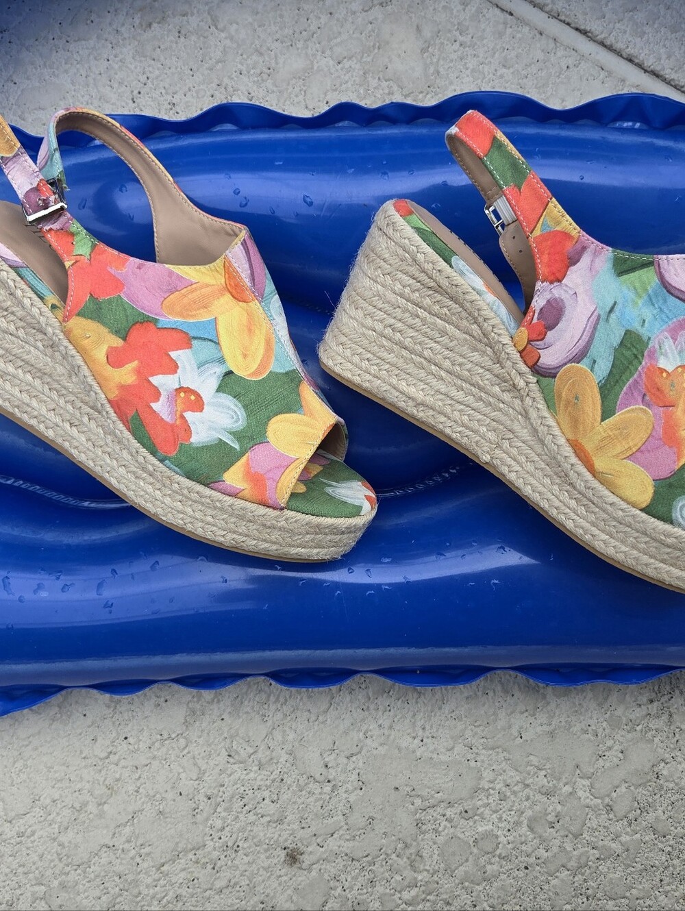 Tilocow Floral Open-Toe Slingback Heels - Multicolor Size 7.5